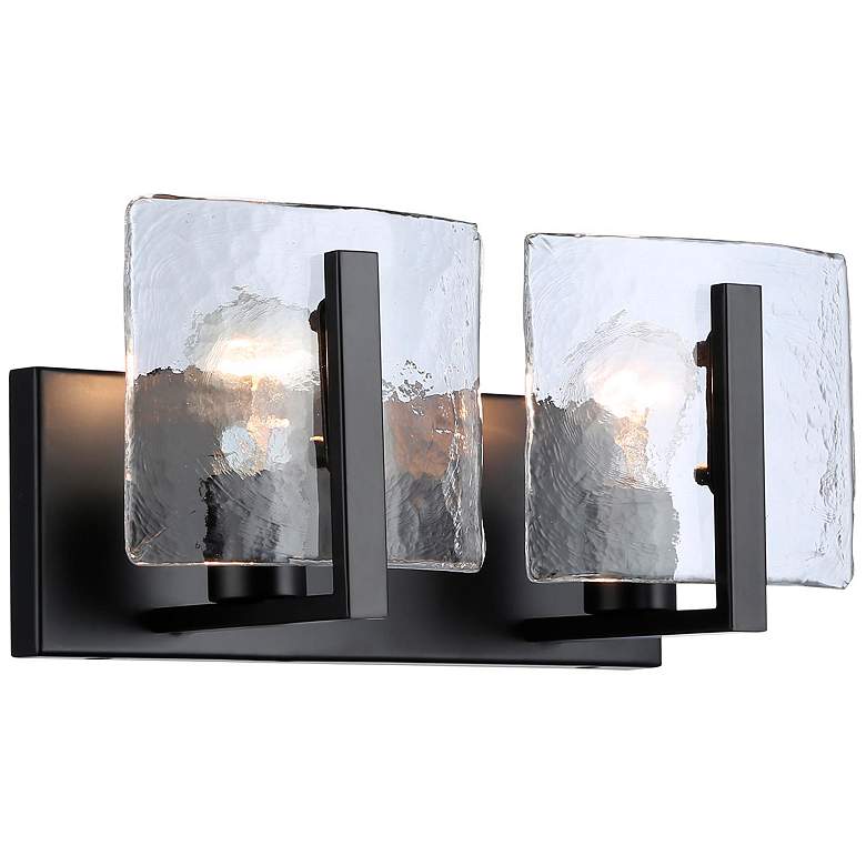 Image 3 Aenon BLK 2 Light Bath Vanity in Matte Balck w Hammered Water Glass Shade more views