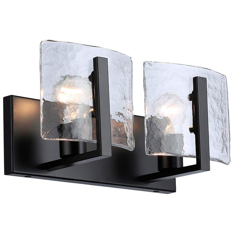 Image 4 Aenon BLK 2 Light Bath Vanity in Matte Balck w Hammered Water Glass Shade more views