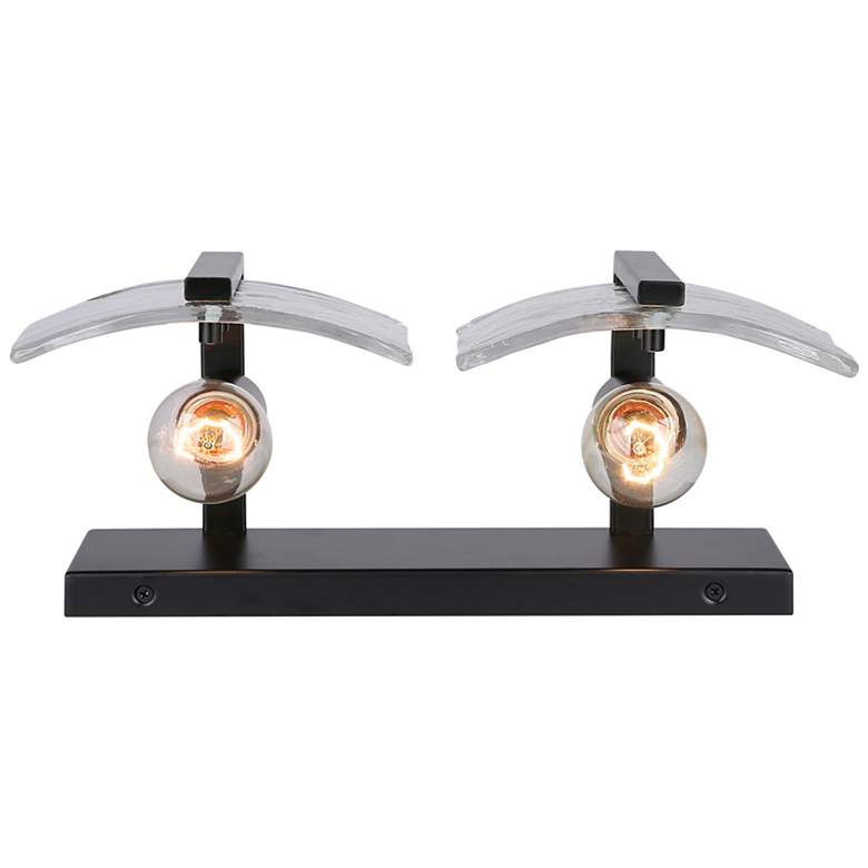 Image 6 Aenon BLK 2 Light Bath Vanity in Matte Balck w Hammered Water Glass Shade more views