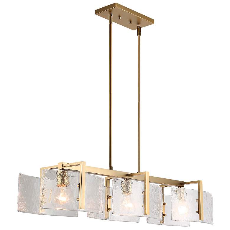 Image 1 Aenon Linear Pendant in Brushed Champagne Bronze with Hammered Water Glass