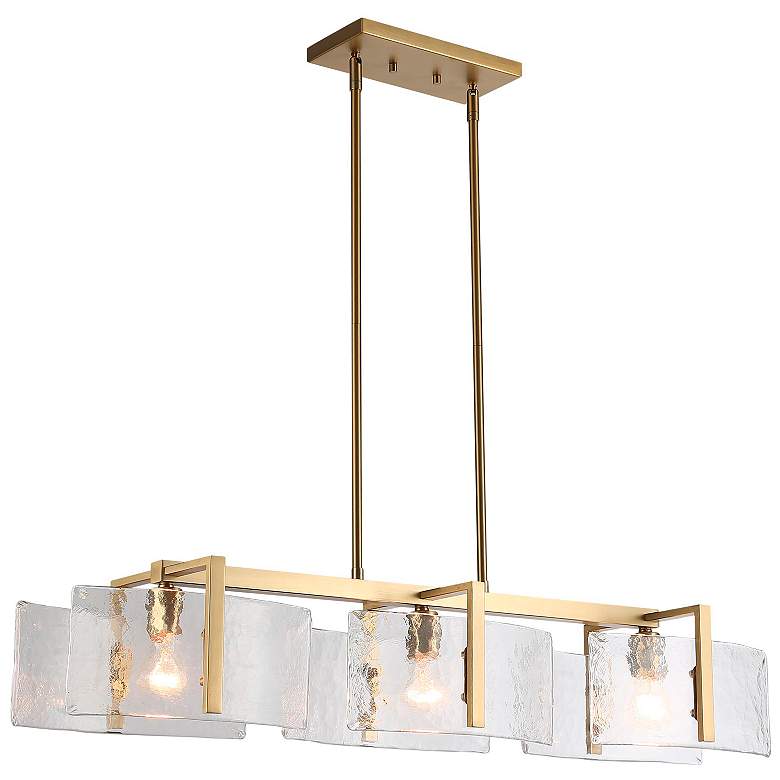 Image 2 Aenon Linear Pendant in Brushed Champagne Bronze with Hammered Water Glass more views