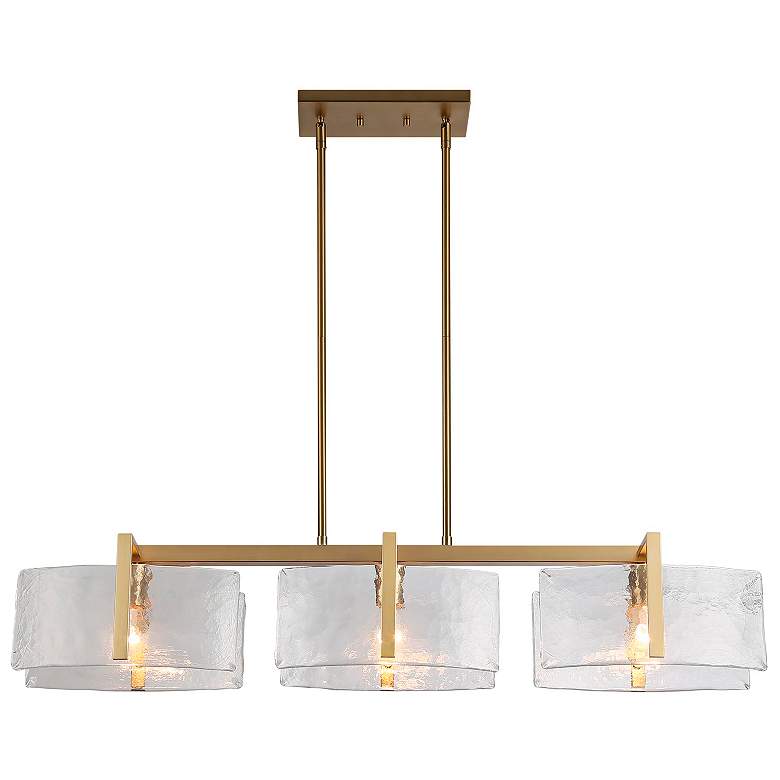 Image 4 Aenon Linear Pendant in Brushed Champagne Bronze with Hammered Water Glass more views
