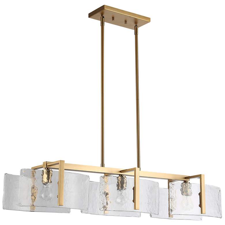 Image 7 Aenon Linear Pendant in Brushed Champagne Bronze with Hammered Water Glass more views