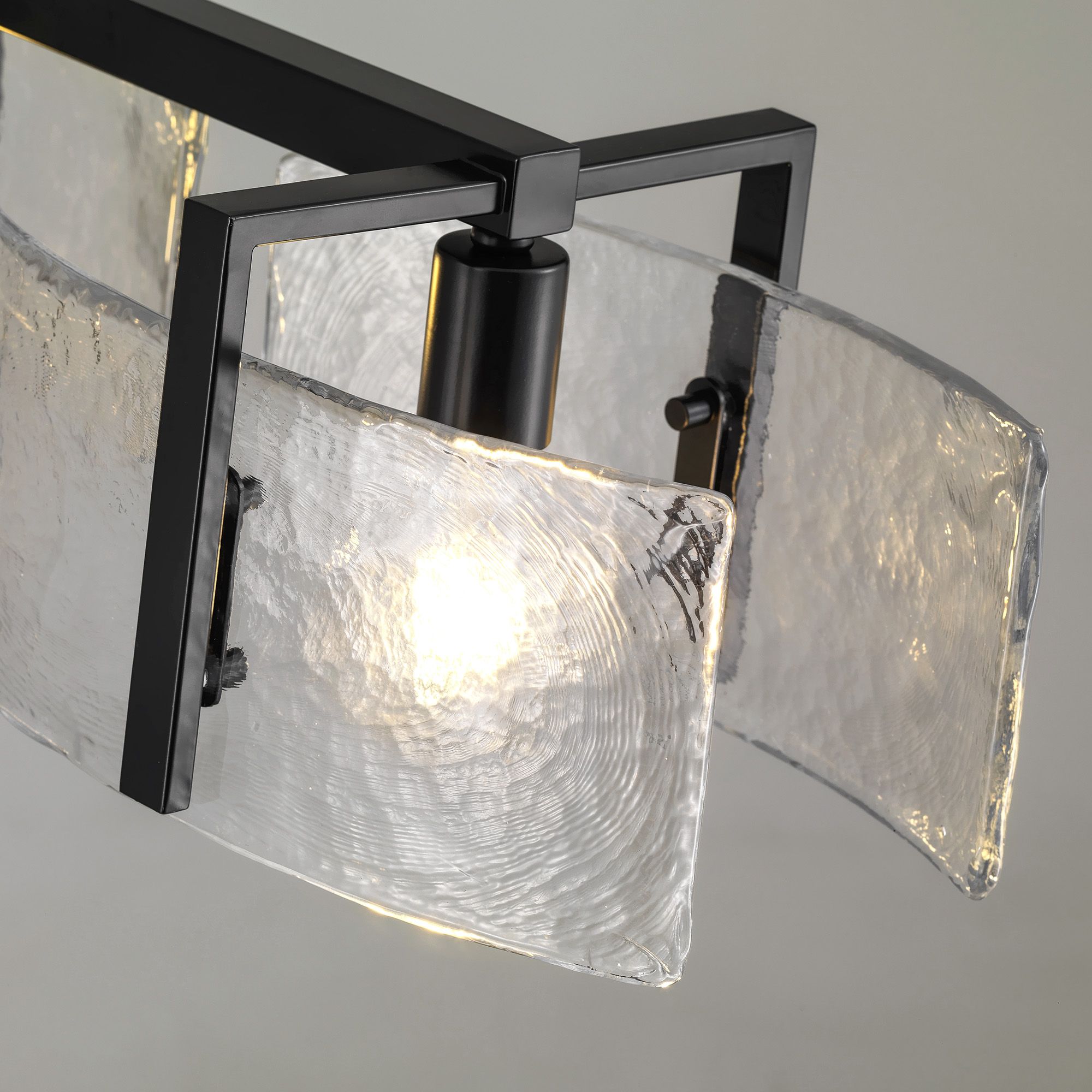 Image 2 Aenon Linear Pendant in Matte Black with Hammered Water Glass Shade more views