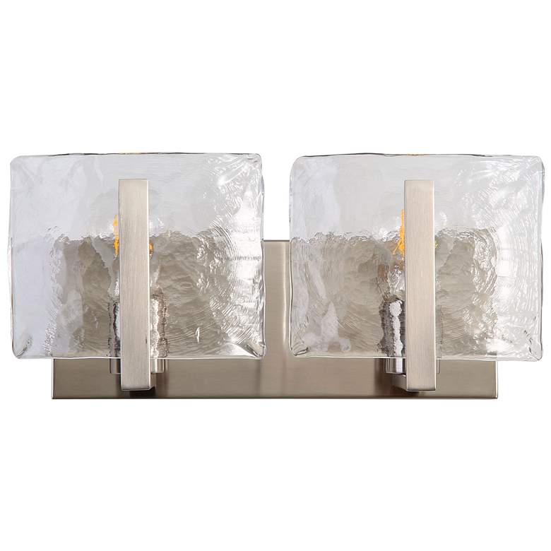 Image 1 Aenon PW 2 Light Bath Vanity in Pewter with Hammered Water Glass Shade