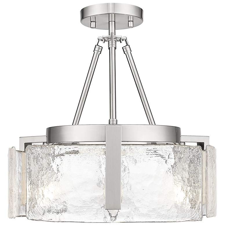 Image 1 Aeon 16 1/2" Wide Pewter and Hammered Glass Ceiling Light