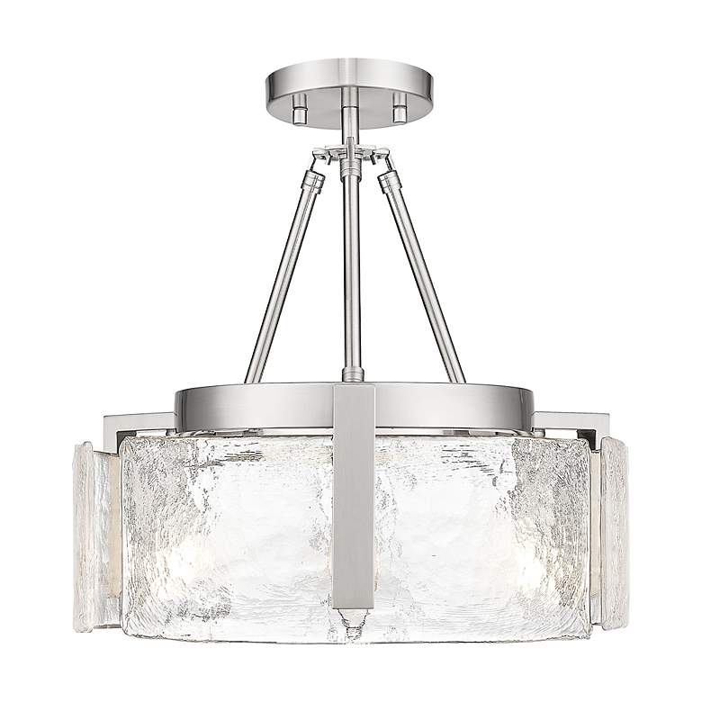 Image 2 Aeon 16 1/2" Wide Pewter and Hammered Glass Ceiling Light more views