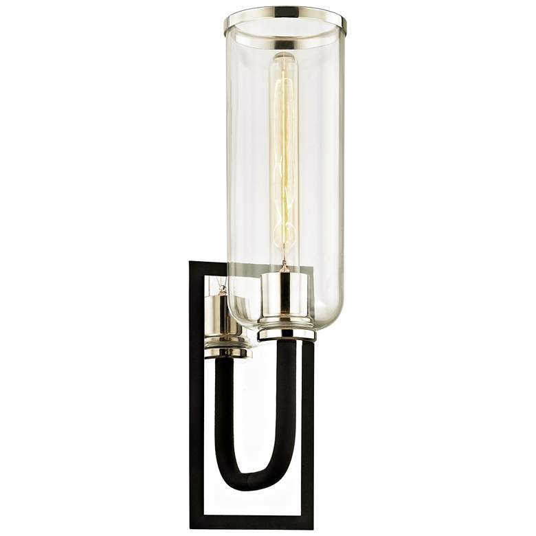 Image 2 Aeon 19 3/4 inchH Carbide Black and Polished Nickel Wall Sconce