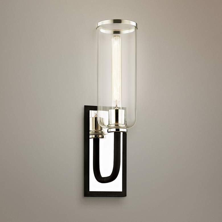 Image 1 Aeon 19 3/4 inchH Carbide Black and Polished Nickel Wall Sconce