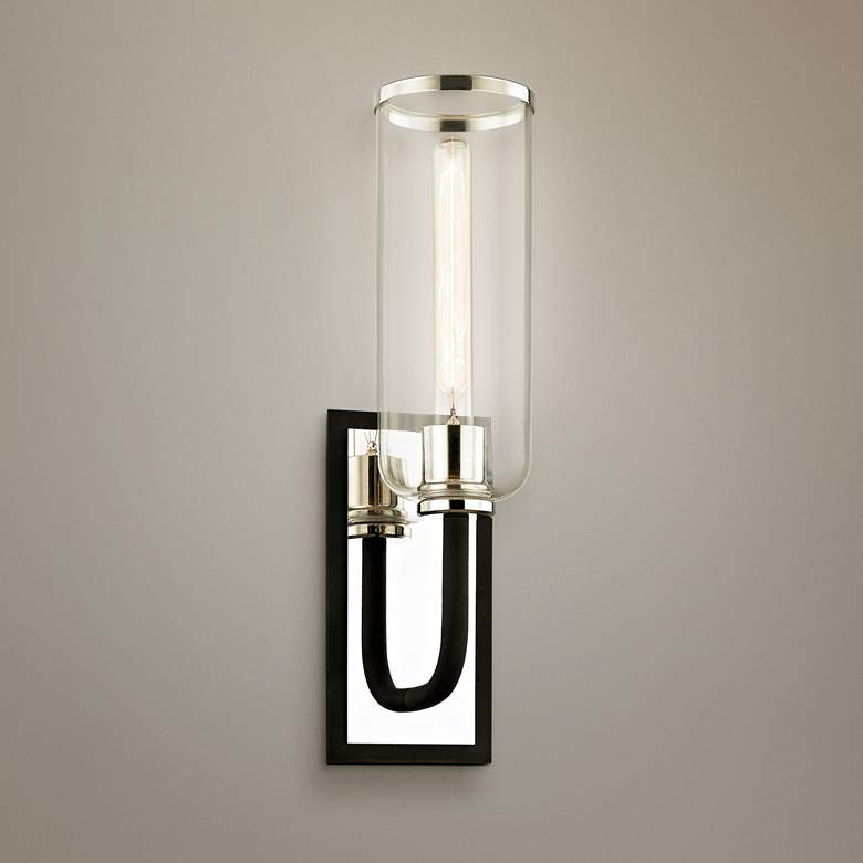Image 1 Aeon 19 3/4"H Carbide Black and Polished Nickel Wall Sconce