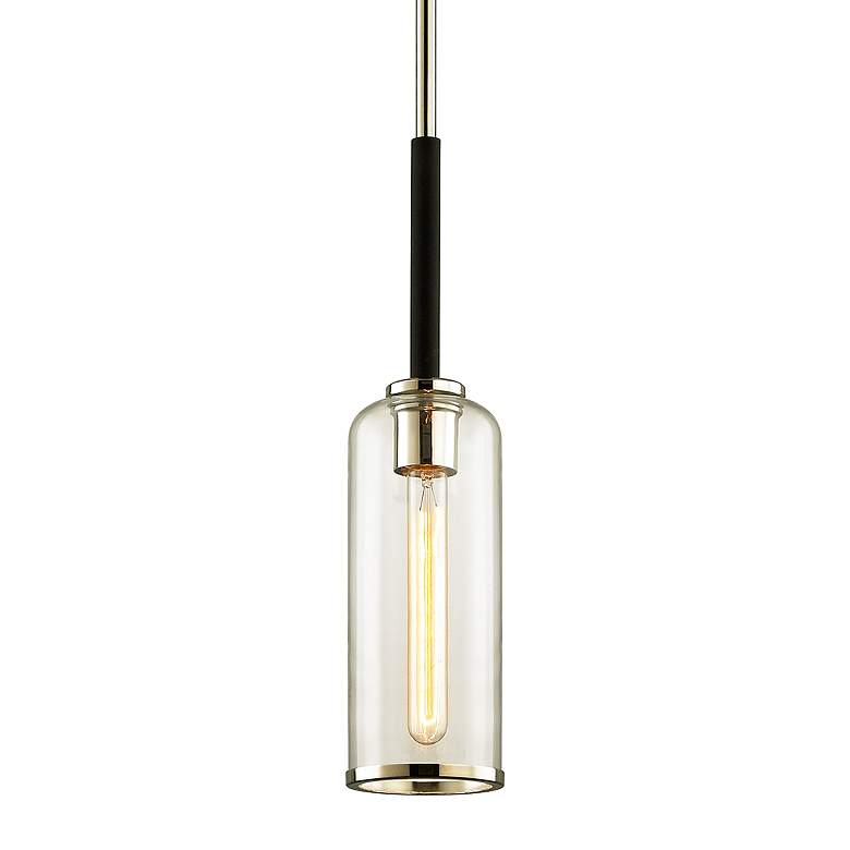 Image 1 Aeon 4 3/4 inch Wide Textured Black Polished Nickel Mini Pendant