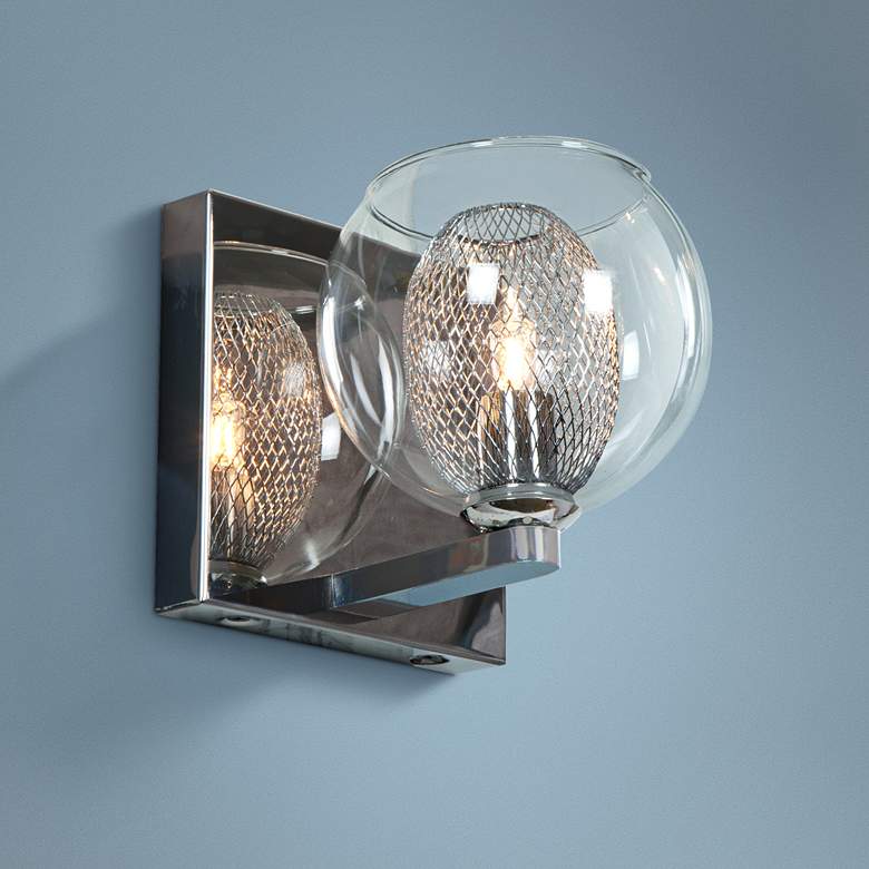 Image 1 Aeria 4 3/4 inch High Chrome and Clear Glass Modern Wall Sconce