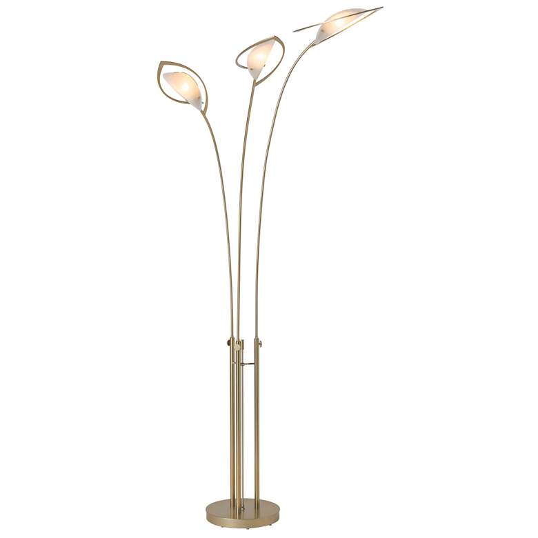 Image 1 Aerial 79.4" Modern Brass Torchiere With Frosted Glass Shade