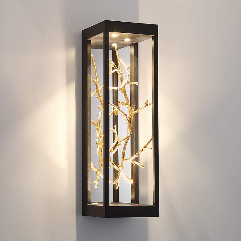 Image 1 Aerie 20" High Black and Gold 4-Light LED Outdoor Wall Light