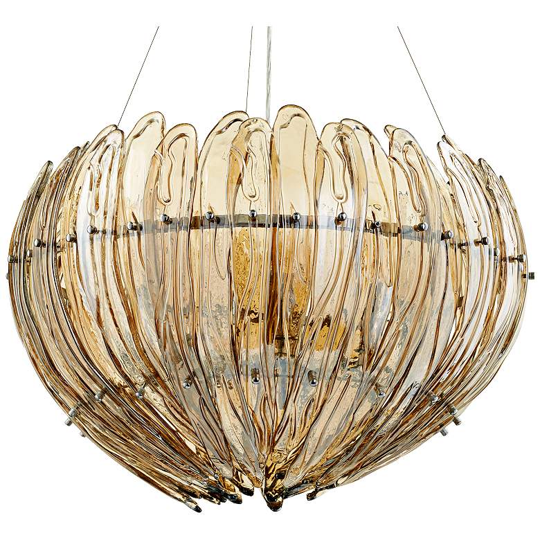 Image 1 Aerie 28" Wide Large Lotus Cognac Glass Pendant Light