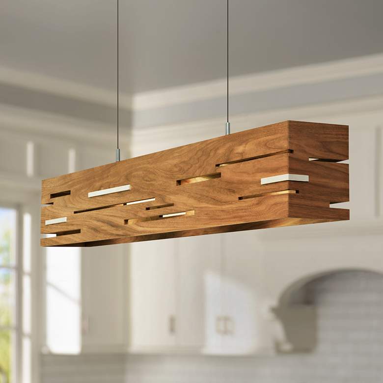 Image 1 Aeris 30" Wide Oiled Walnut LED Kitchen Island Light Pendant
