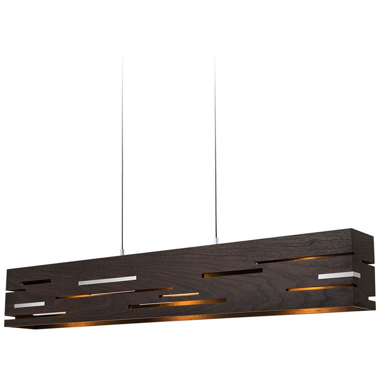 Image 1 Aeris 54" Oiled Walnut Brushed Aluminum LED Linear Pendant