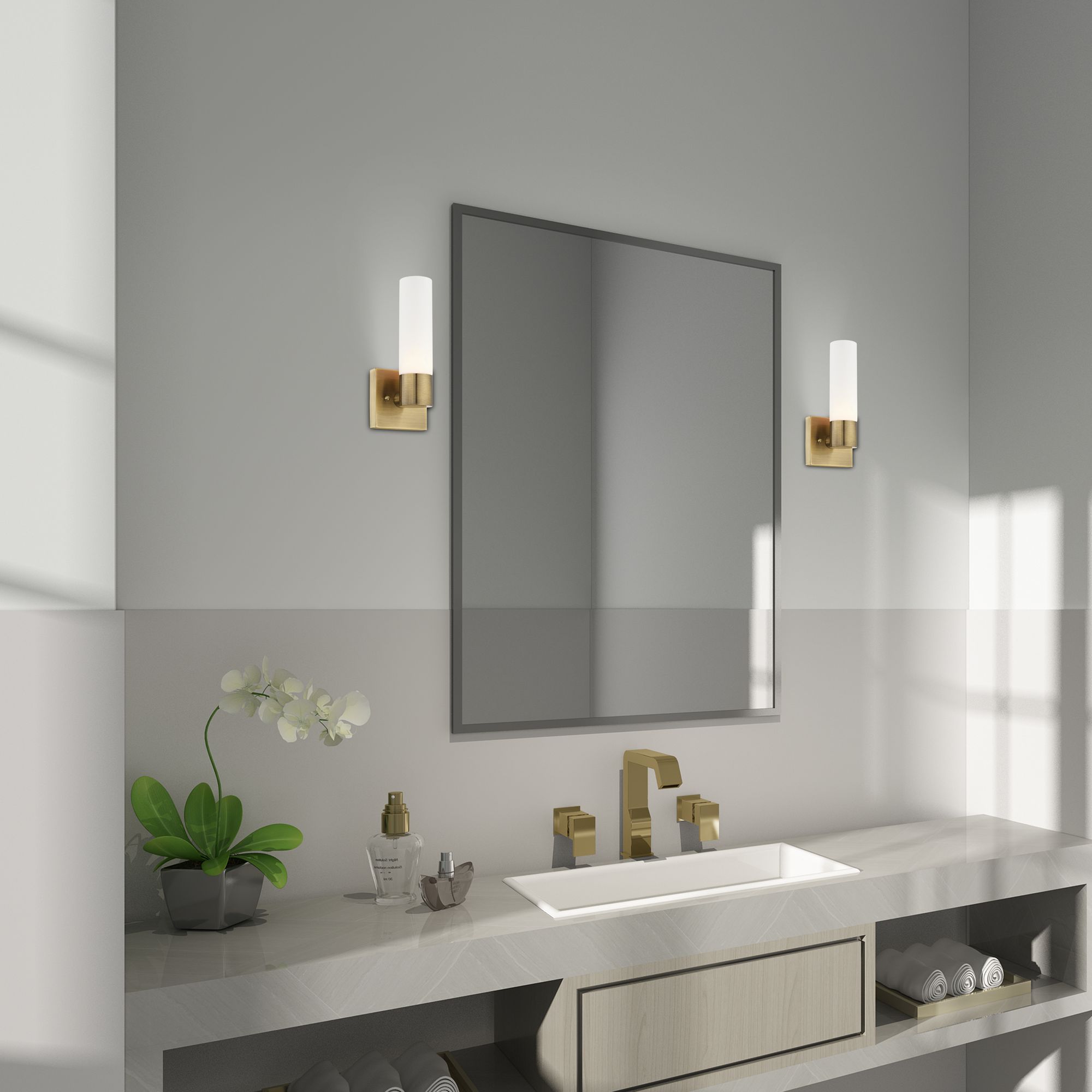 Aero 1 Light Antique Brass ADA Wall Sconce