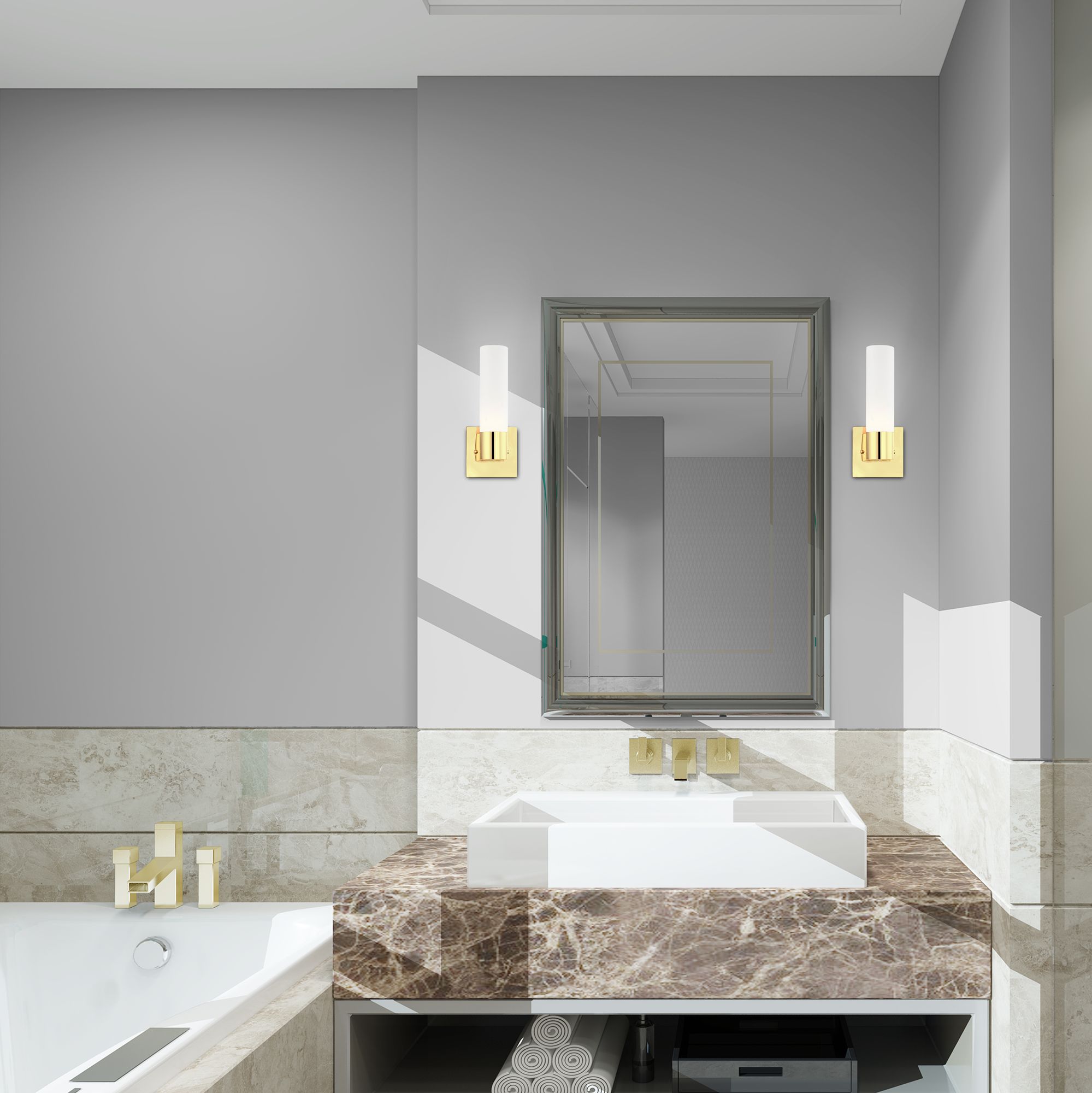 Aero 1 Light Polished Brass ADA Wall Sconce