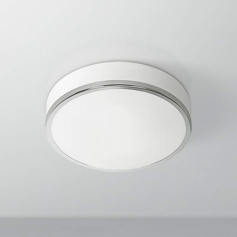 Image 1 Aero 10 inch Wide Round Chrome and Opal Glass Ceiling Light
