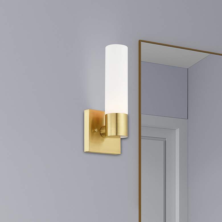 Image 1 Aero 11 1/4" High Satin Brass Metal ADA Wall Sconce