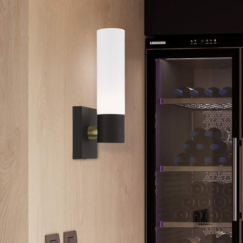 Image 1 Aero 11 1/4" High Textured Black ADA Wall Sconce