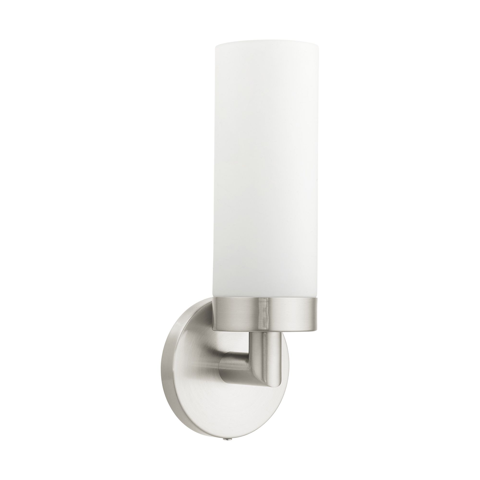 Aero 11 3/4" High Brushed Nickel and White Glass Wall Sconce Image 2
