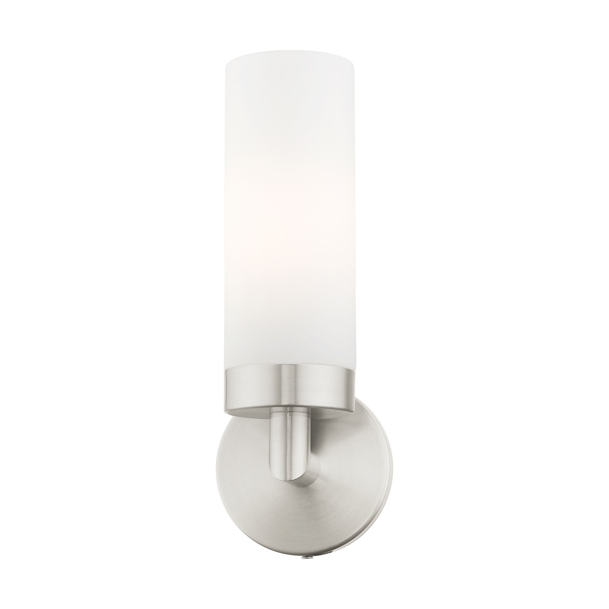 Aero 11 3/4" High Brushed Nickel and White Glass Wall Sconce Image 3
