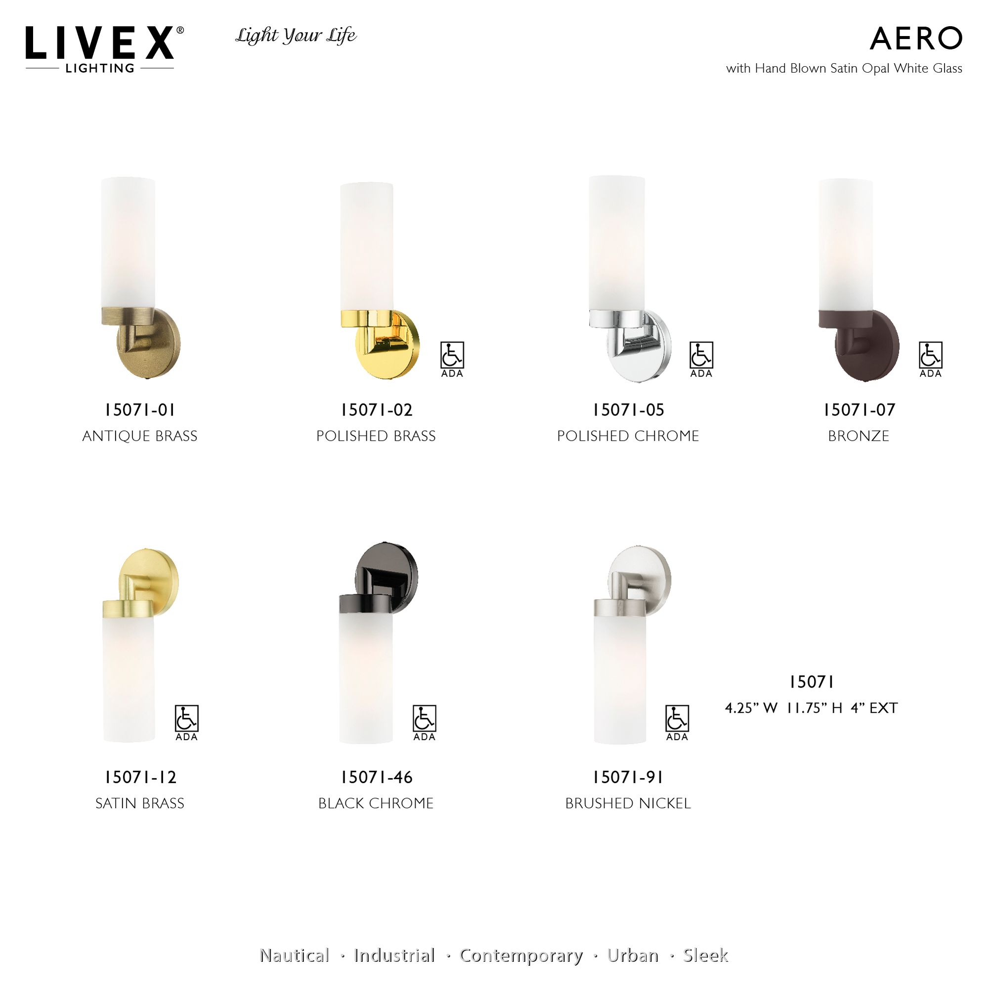 Aero 11 3/4" High Brushed Nickel and White Glass Wall Sconce Image 10