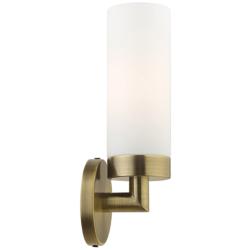 Aero 11 3/4&quot; High Antique Brass and White Glass Wall Sconce