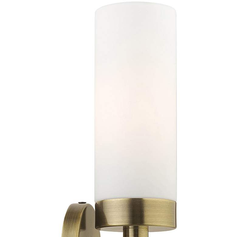 Image 2 Aero 11 3/4 inch High Antique Brass and White Glass Wall Sconce more views