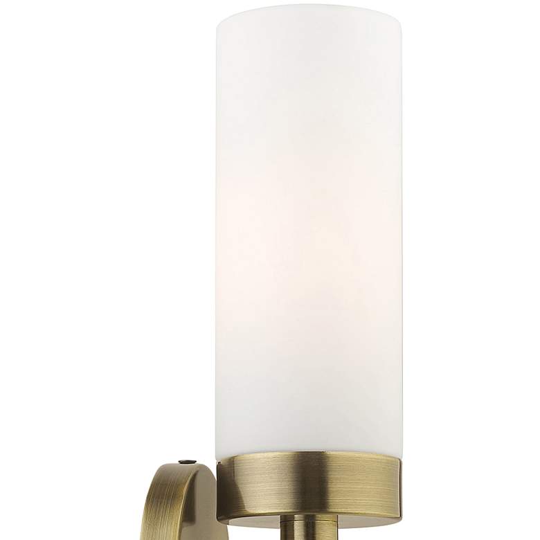 Image 2 Aero 11 3/4" High Antique Brass and White Glass Wall Sconce more views