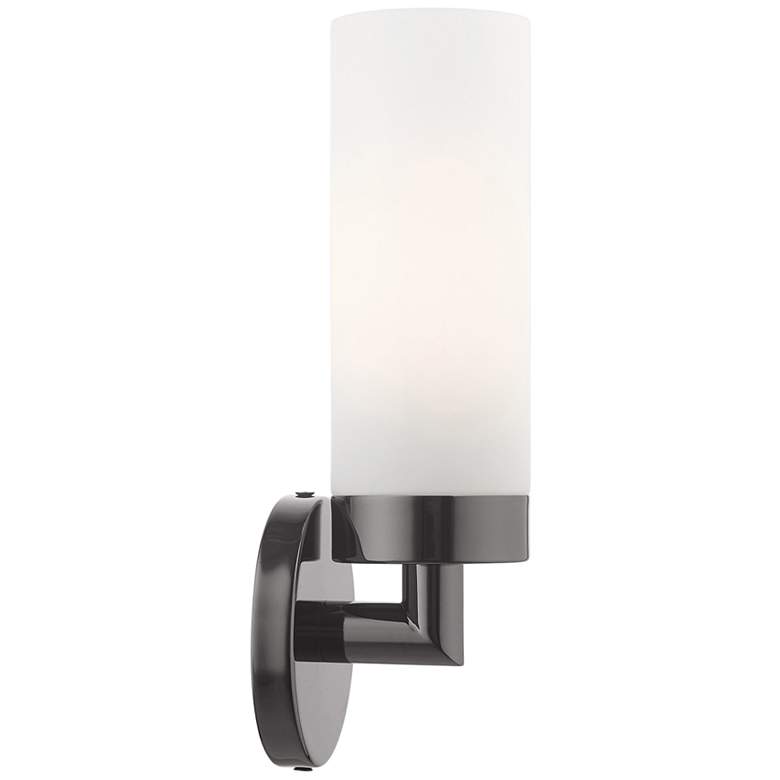Image 1 Aero 11 3/4" High Black Chrome and White Glass Wall Sconce