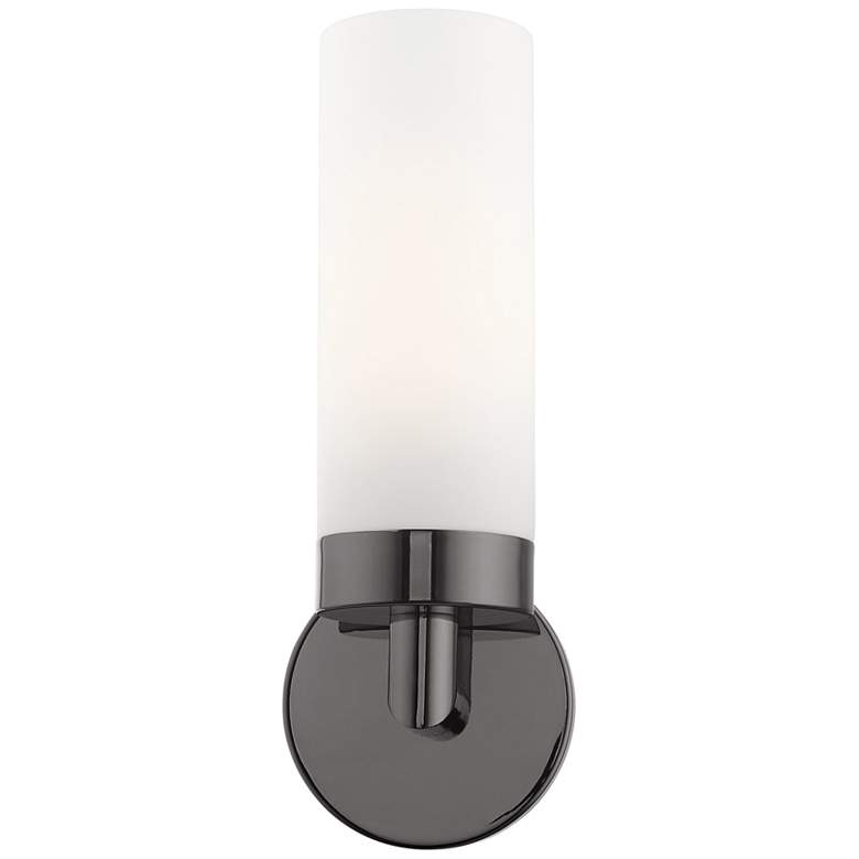 Image 4 Aero 11 3/4 inch High Black Chrome and White Glass Wall Sconce more views