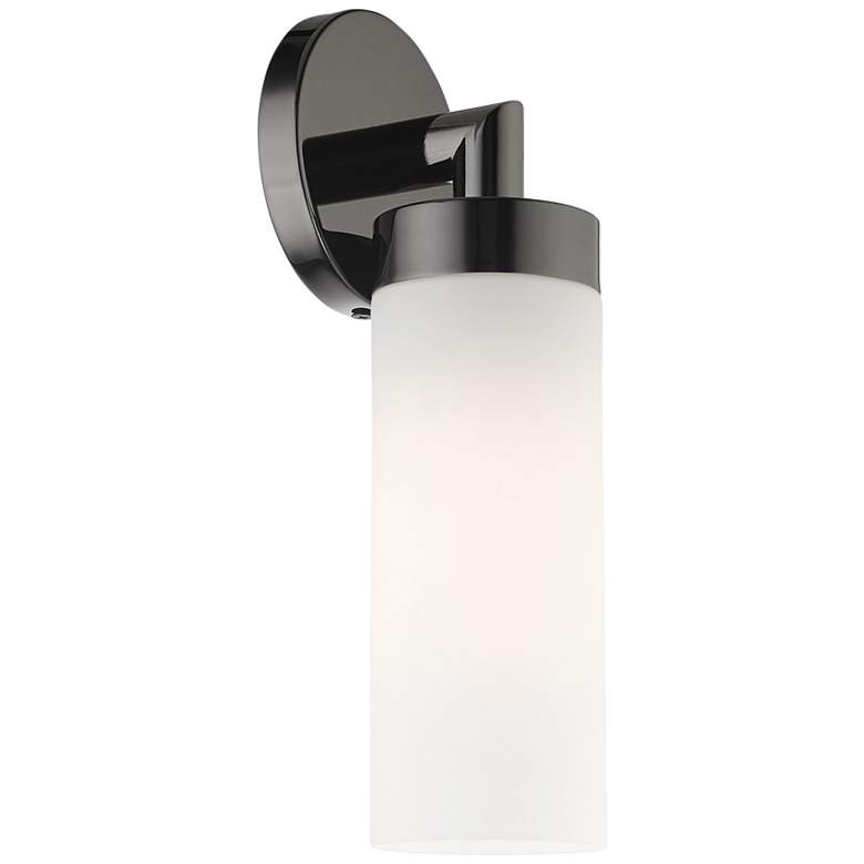 Image 5 Aero 11 3/4 inch High Black Chrome and White Glass Wall Sconce more views