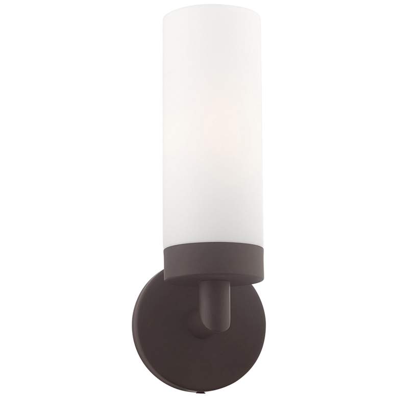 Image 2 Aero 11 3/4 inch High Bronze Metal and White Glass Wall Sconce