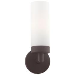 Aero 11 3/4&quot; High Bronze Metal and White Glass Wall Sconce