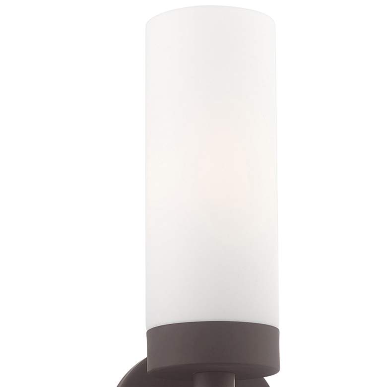 Image 3 Aero 11 3/4 inch High Bronze Metal and White Glass Wall Sconce more views