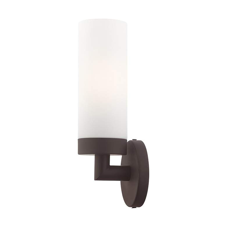 Image 7 Aero 11 3/4" High Bronze Metal and White Glass Wall Sconce more views