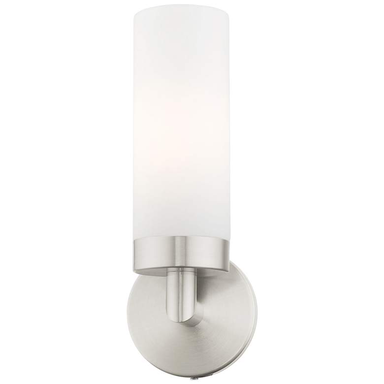 Image 4 Aero 11 3/4 inch High Brushed Nickel and White Glass Wall Sconce more views