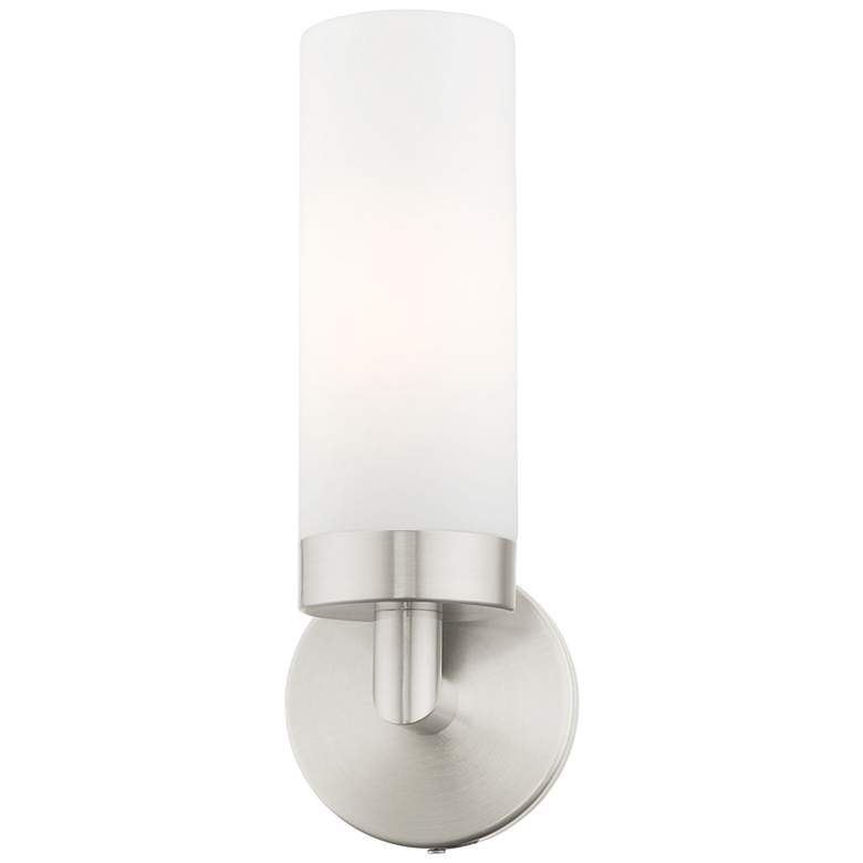 Image 4 Aero 11 3/4" High Brushed Nickel and White Glass Wall Sconce more views