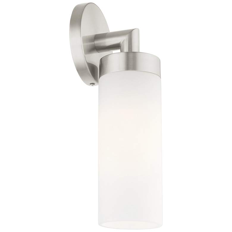 Image 5 Aero 11 3/4 inch High Brushed Nickel and White Glass Wall Sconce more views