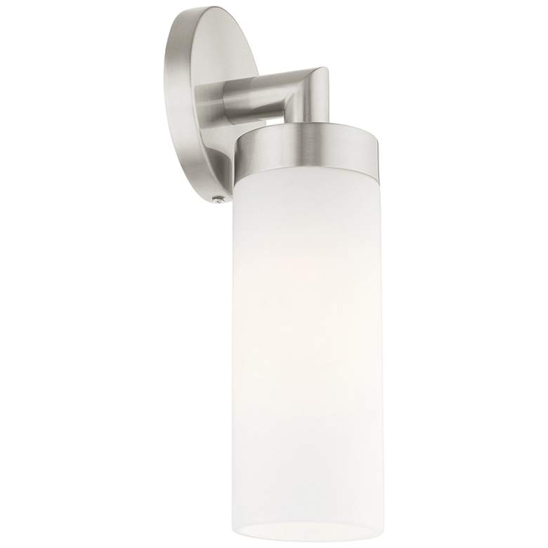 Image 5 Aero 11 3/4" High Brushed Nickel and White Glass Wall Sconce more views