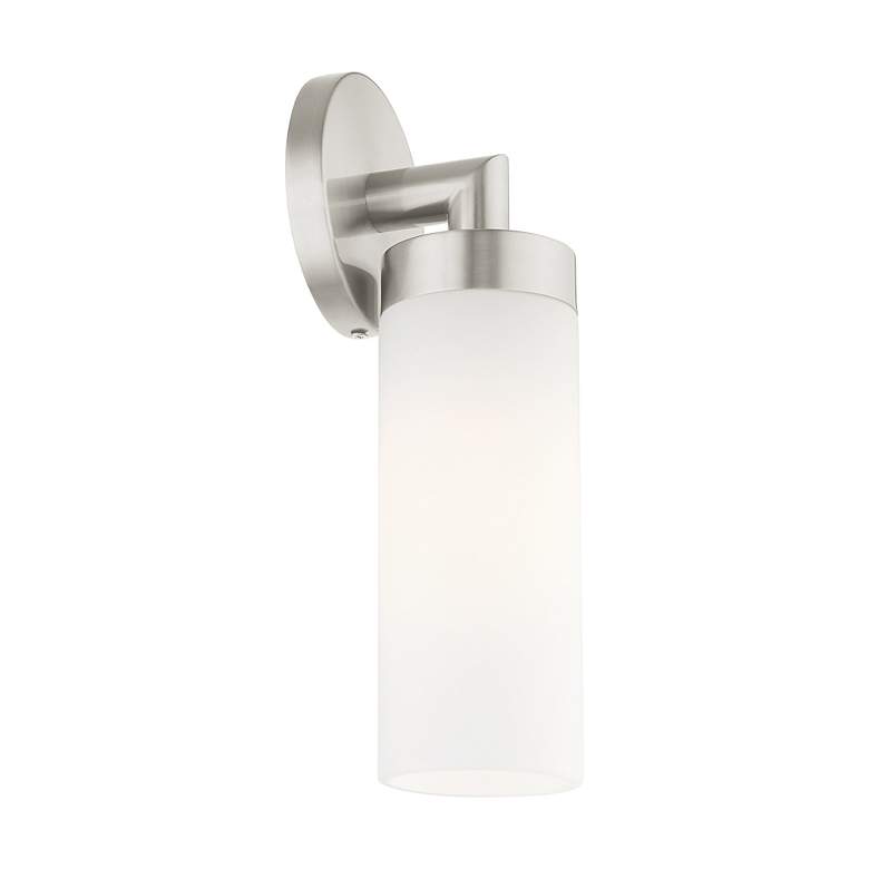 Image 6 Aero 11 3/4" High Brushed Nickel and White Glass Wall Sconce more views