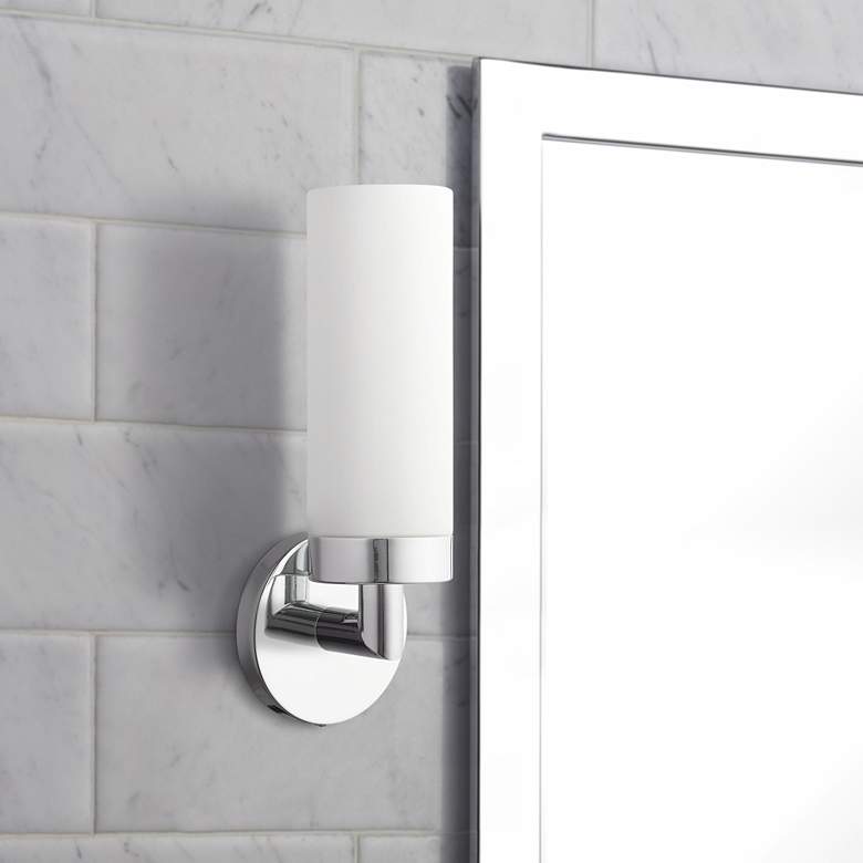 Image 1 Aero 11 3/4 inchH Polished Chrome and White Glass Wall Sconce