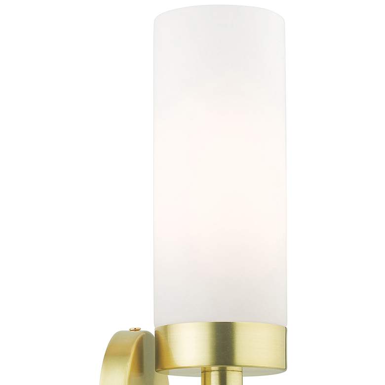 Image 2 Aero 11 3/4 inchH Satin Brass Metal and White Glass Wall Sconce more views