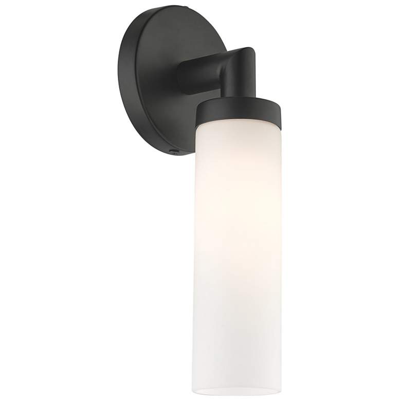 Image 4 Aero 11 inch High Black Metal and White Glass Wall Sconce more views