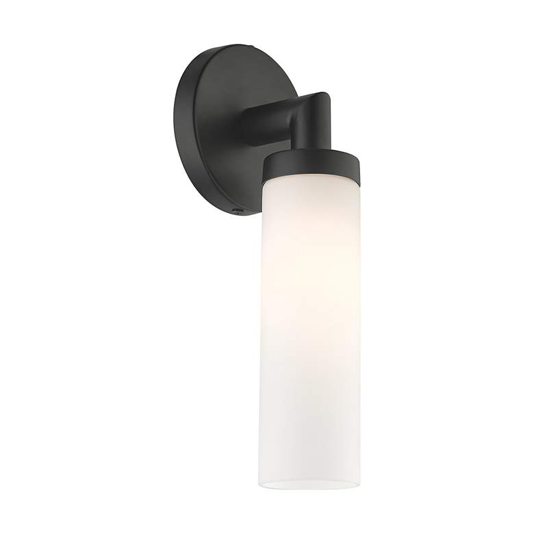 Image 6 Aero 11" High Black Metal and White Glass Wall Sconce more views