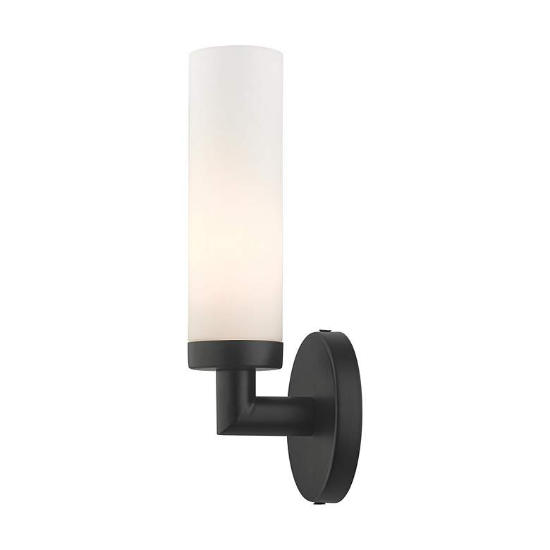 Image 7 Aero 11" High Black Metal and White Glass Wall Sconce more views