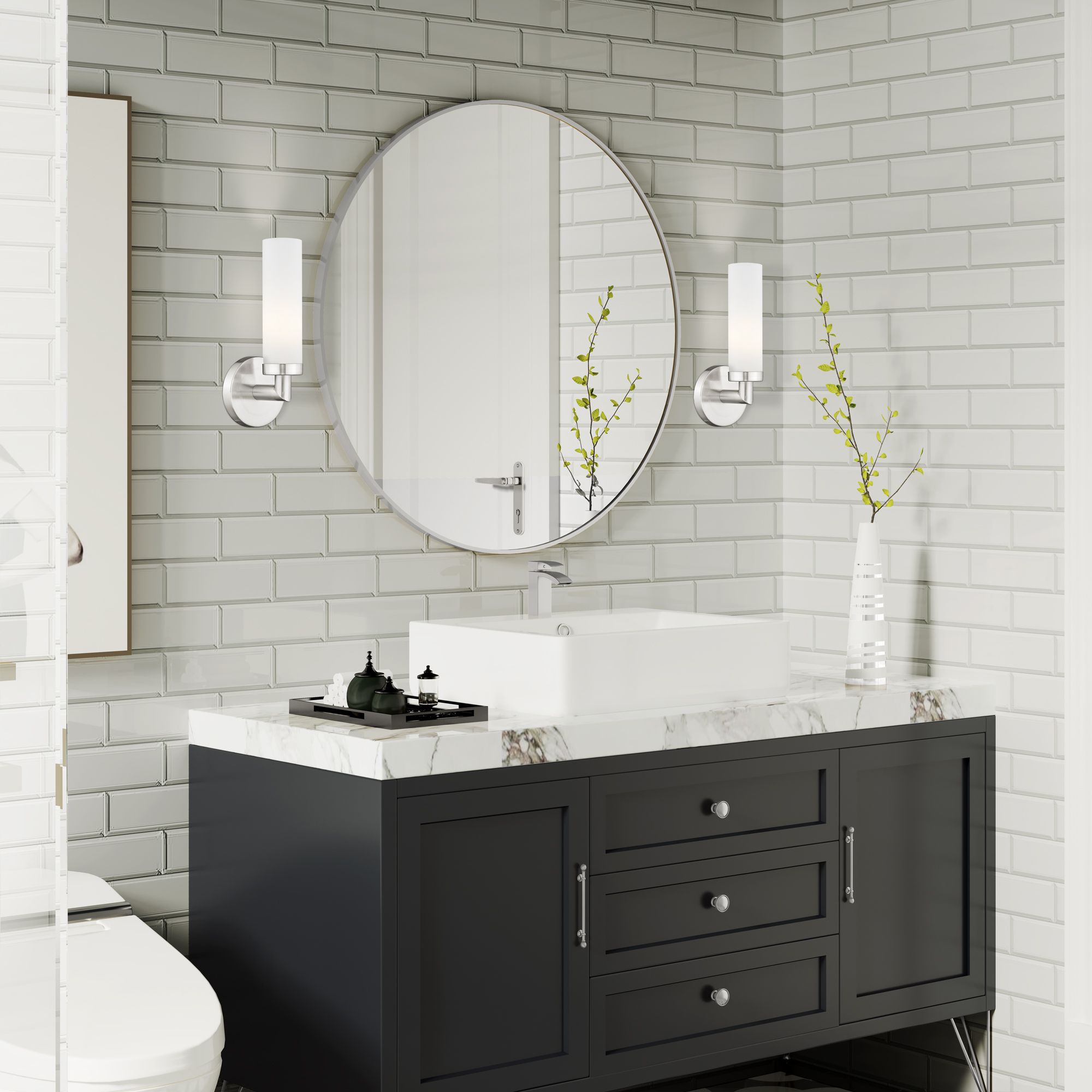 Aero 11" High Brushed Nickel Wall Sconce in scene